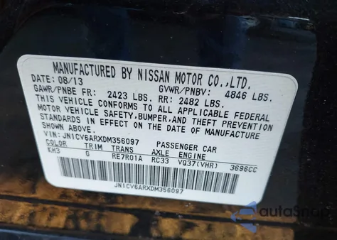 2013 Infiniti G37X from USA, damaged, VIN JN1CV6ARXDM356097